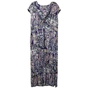 Chico’s XLP Purple Blue Paisley Floral Maxi Cap Sleeve Dress 3P P2